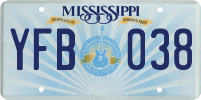 MS license plate YFB038