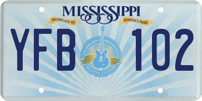 MS license plate YFB102