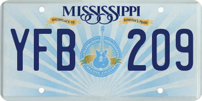 MS license plate YFB209
