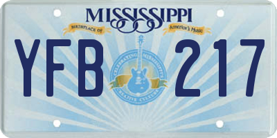 MS license plate YFB217