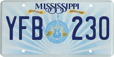 MS license plate YFB230