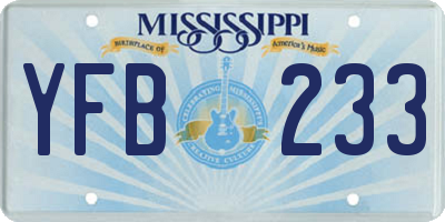 MS license plate YFB233