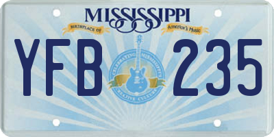 MS license plate YFB235