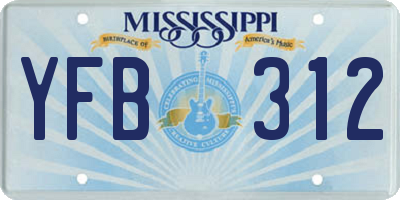 MS license plate YFB312
