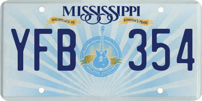 MS license plate YFB354