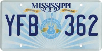 MS license plate YFB362