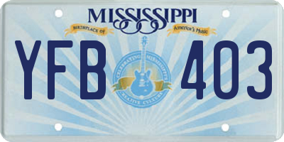 MS license plate YFB403