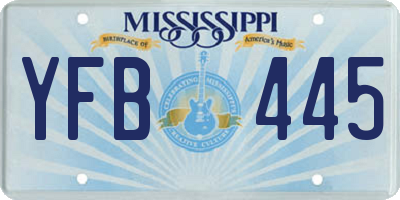 MS license plate YFB445