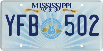 MS license plate YFB502