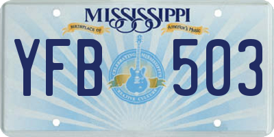 MS license plate YFB503