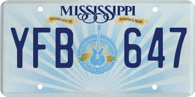 MS license plate YFB647