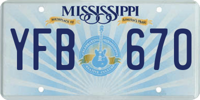 MS license plate YFB670