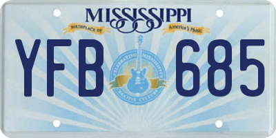 MS license plate YFB685