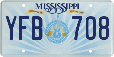 MS license plate YFB708