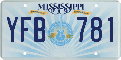 MS license plate YFB781