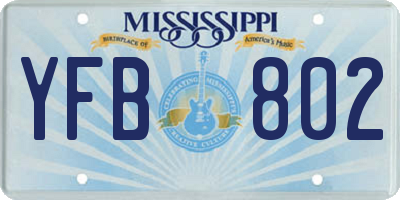 MS license plate YFB802