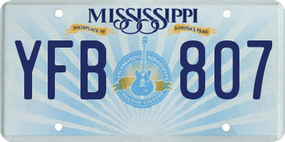 MS license plate YFB807