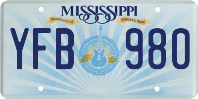 MS license plate YFB980