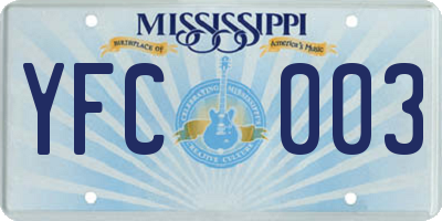 MS license plate YFC003