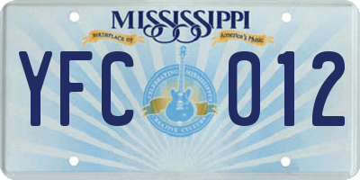 MS license plate YFC012