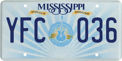 MS license plate YFC036