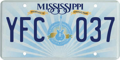 MS license plate YFC037