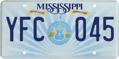 MS license plate YFC045