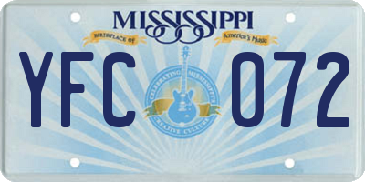 MS license plate YFC072