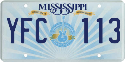 MS license plate YFC113