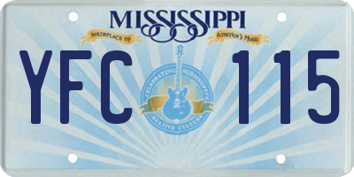 MS license plate YFC115