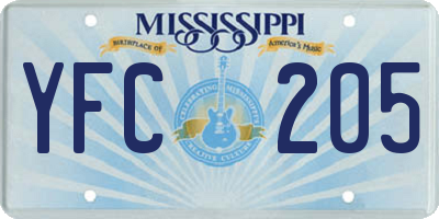 MS license plate YFC205