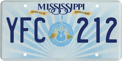MS license plate YFC212