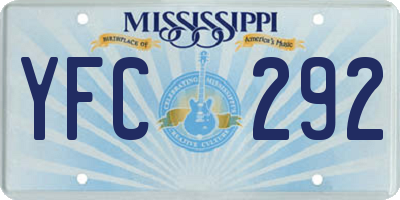 MS license plate YFC292