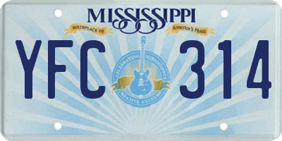 MS license plate YFC314