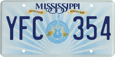 MS license plate YFC354