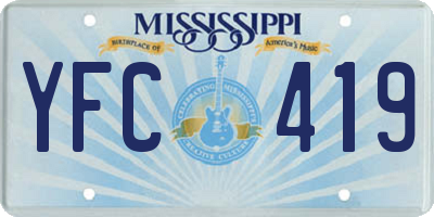 MS license plate YFC419