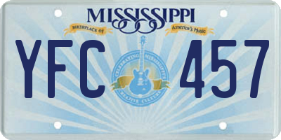 MS license plate YFC457