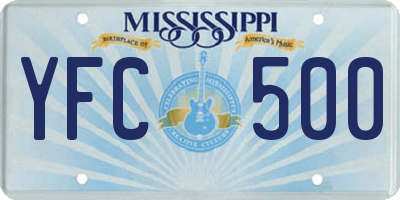 MS license plate YFC500