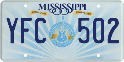 MS license plate YFC502