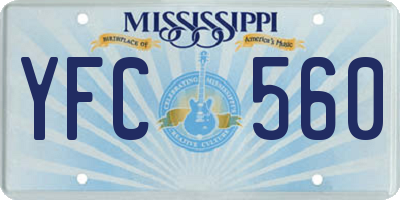 MS license plate YFC560