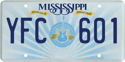 MS license plate YFC601