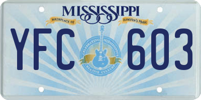 MS license plate YFC603