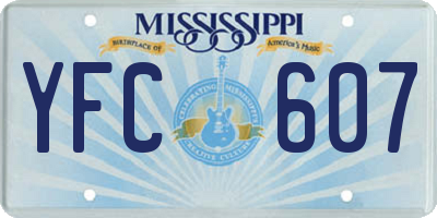 MS license plate YFC607