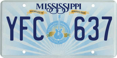 MS license plate YFC637