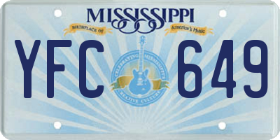 MS license plate YFC649