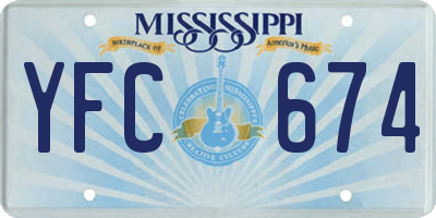MS license plate YFC674