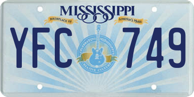 MS license plate YFC749