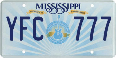 MS license plate YFC777