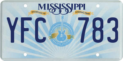 MS license plate YFC783