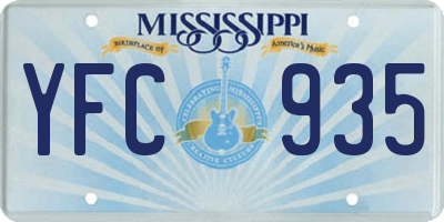 MS license plate YFC935